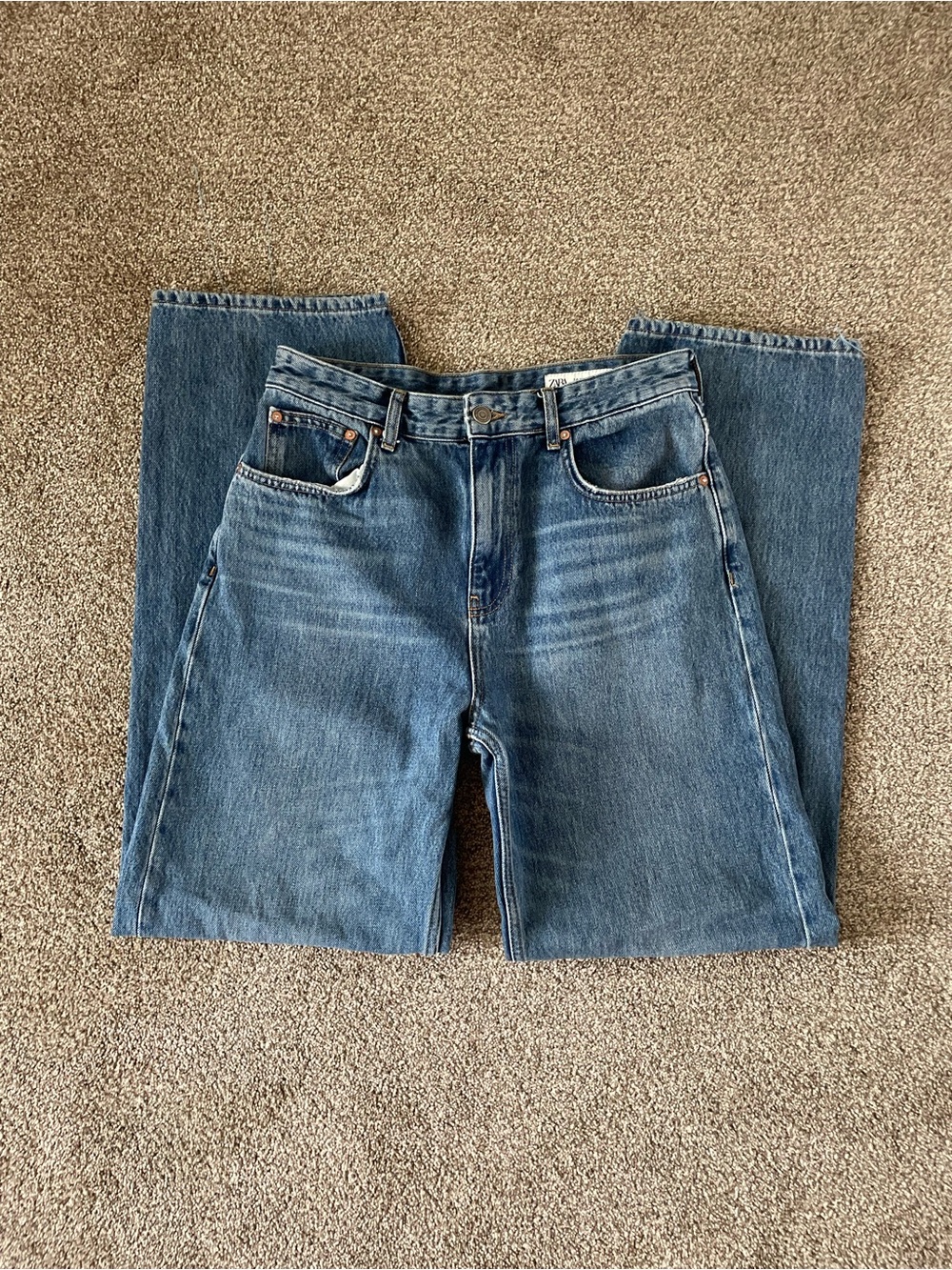 Zara Blue Baggy Straight Leg Jeans